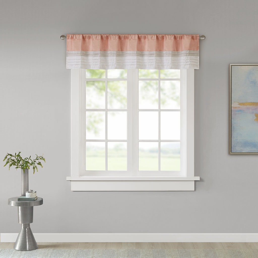 Amherst - Polyoni Pintuck Valance - Coral Madison Park