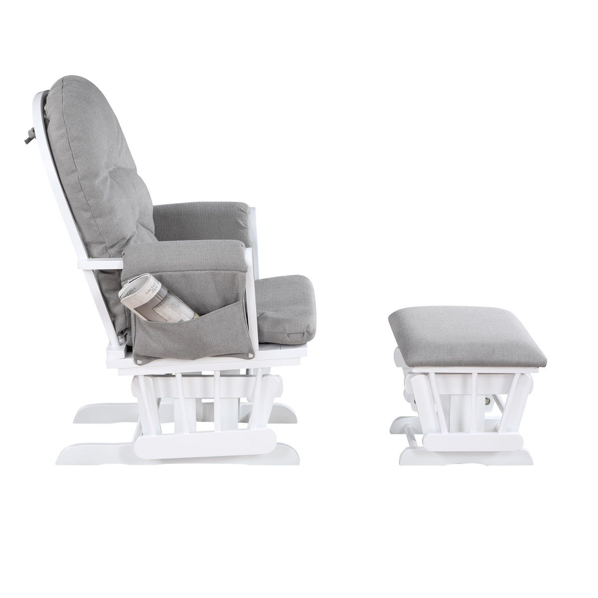 Mason - Glider And Ottoman White Wood - Gray Suite Bebe