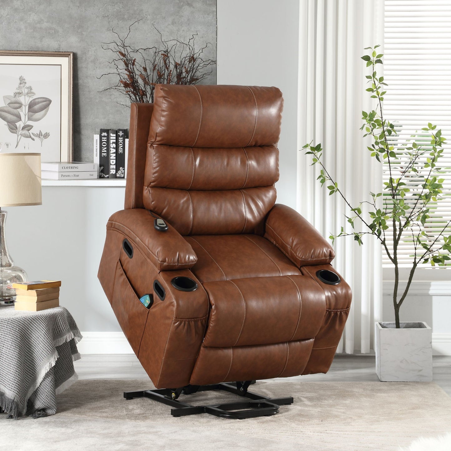 Cozy Electric Power Lift Recliner Chair Sofa For Elderly With Vibration Massage And Lumbar Heat Home Essentials