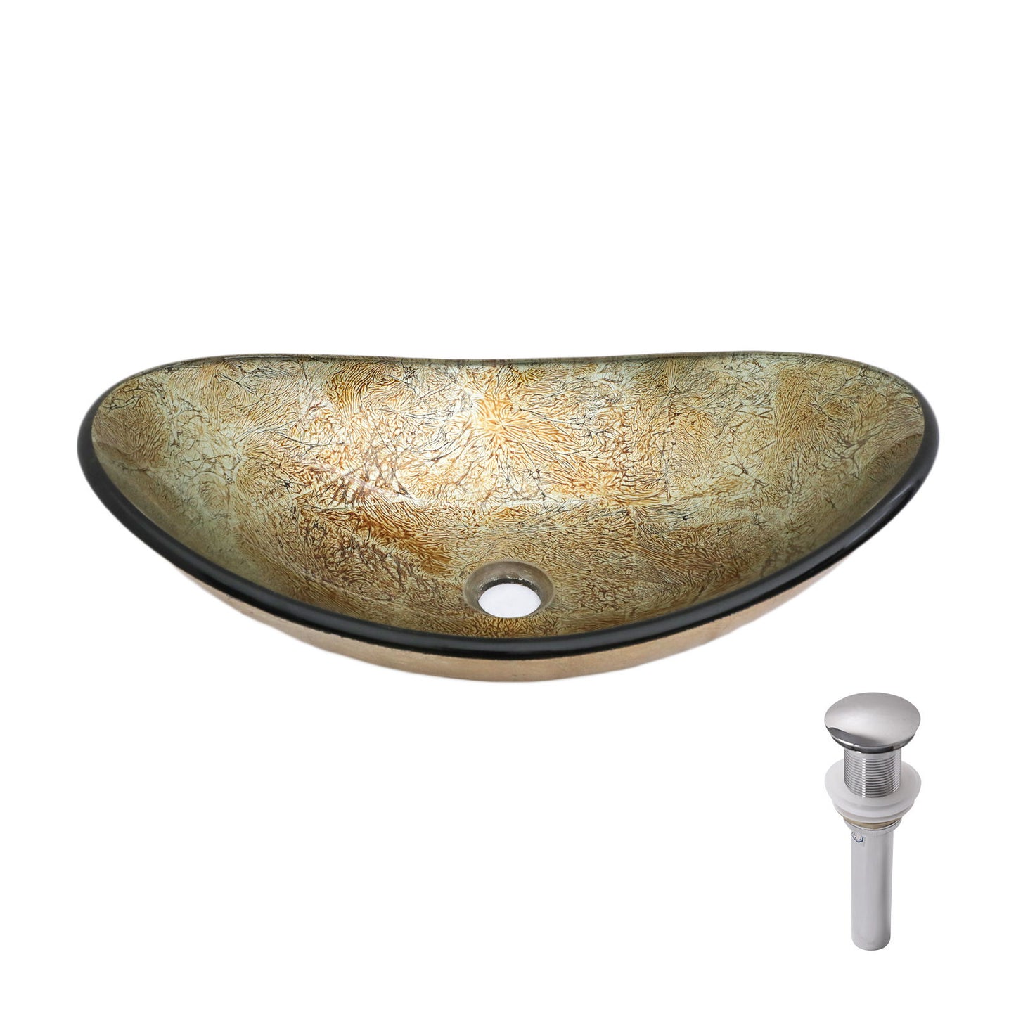 Tempered Glass Vessel Sink With Boat Shape Pop-Up Drain Daily Nest