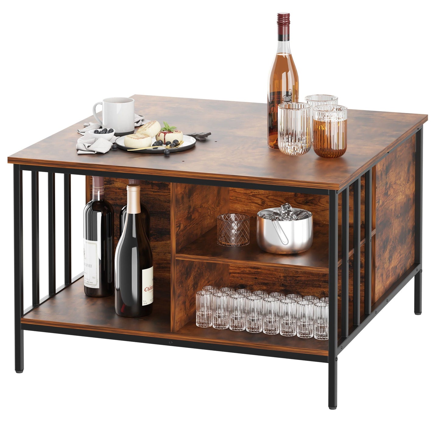 Lift Top Coffee Table With Storage, Adjustable Height Living Room - Black / Brown Home Essentials