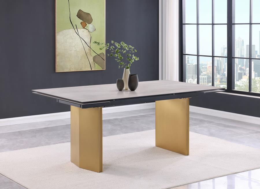 Vesa - Glass Top Extension Dining Table - Beige Coaster Fine Furniture