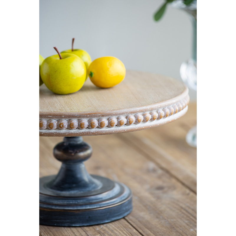 Wooden Display Stand With Beaded Trim - Black Brown Daily Nest