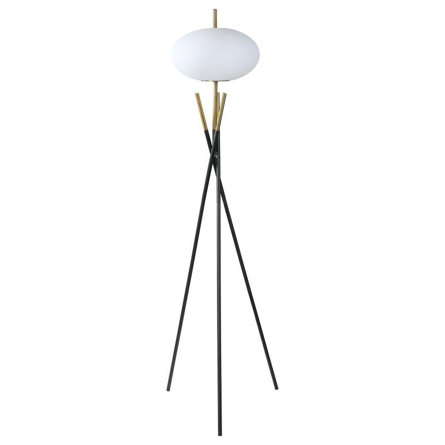 Layton - White Orb Shade Tripod Floor Lamp - Black Coaster Fine Furniture