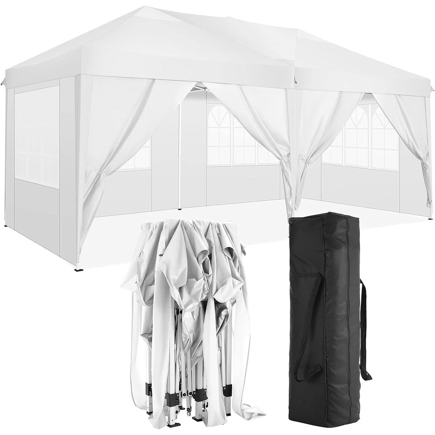 10'X20' Folding Canopy With 6 Removable Sidewalls Outdoor Event Shelter UPF 50+ Gazebo Portable Tents For Parties Beach Camping Wedding Ez Pop Up Canopy Home Essentials