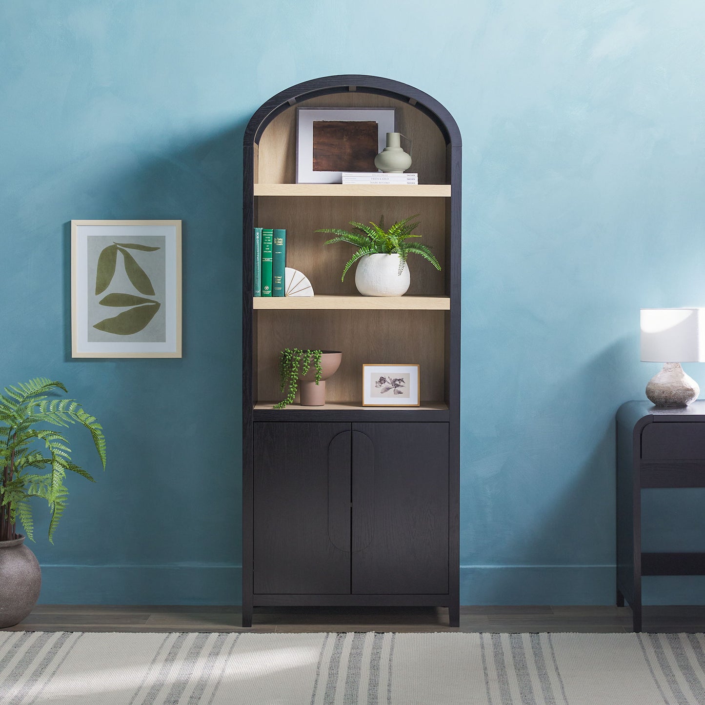 Modern 3 Shelf Open Arched Bookcase Cabinet Walker Edison