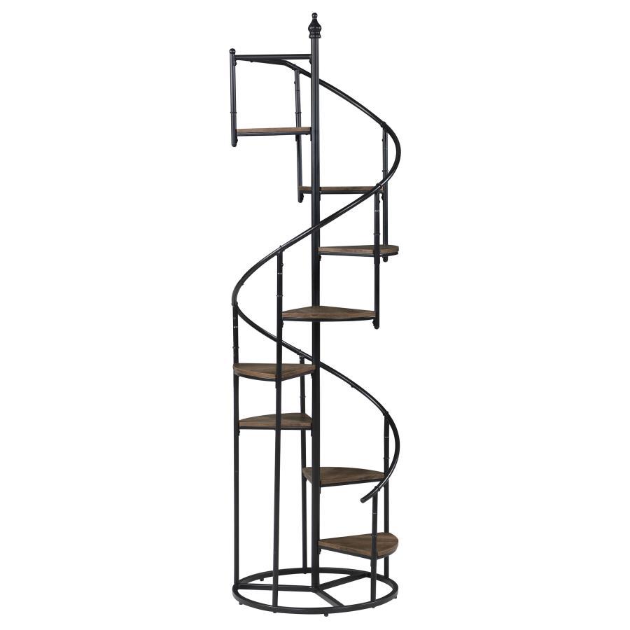 Roseglen - 8-Shelf Staircase Bookshelf - Rustic Brown CoasterEssence
