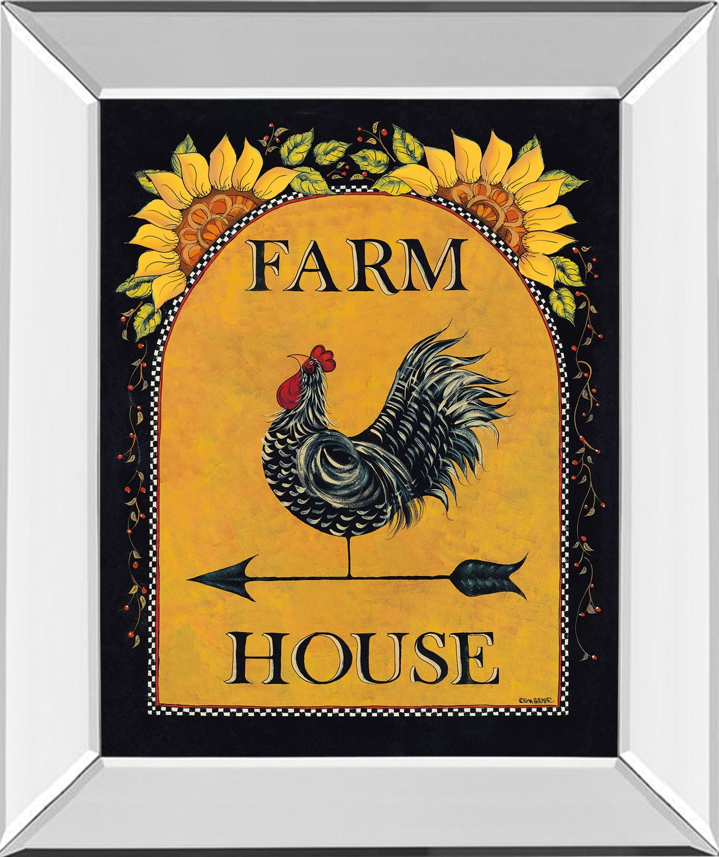Sunny Farmhouse By Lisa Hillker - Mirror Framed Print Wall Art - Orange Classy Art