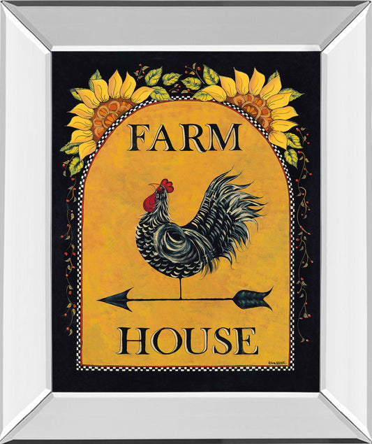 Sunny Farmhouse By Lisa Hillker - Mirror Framed Print Wall Art - Orange Classy Art