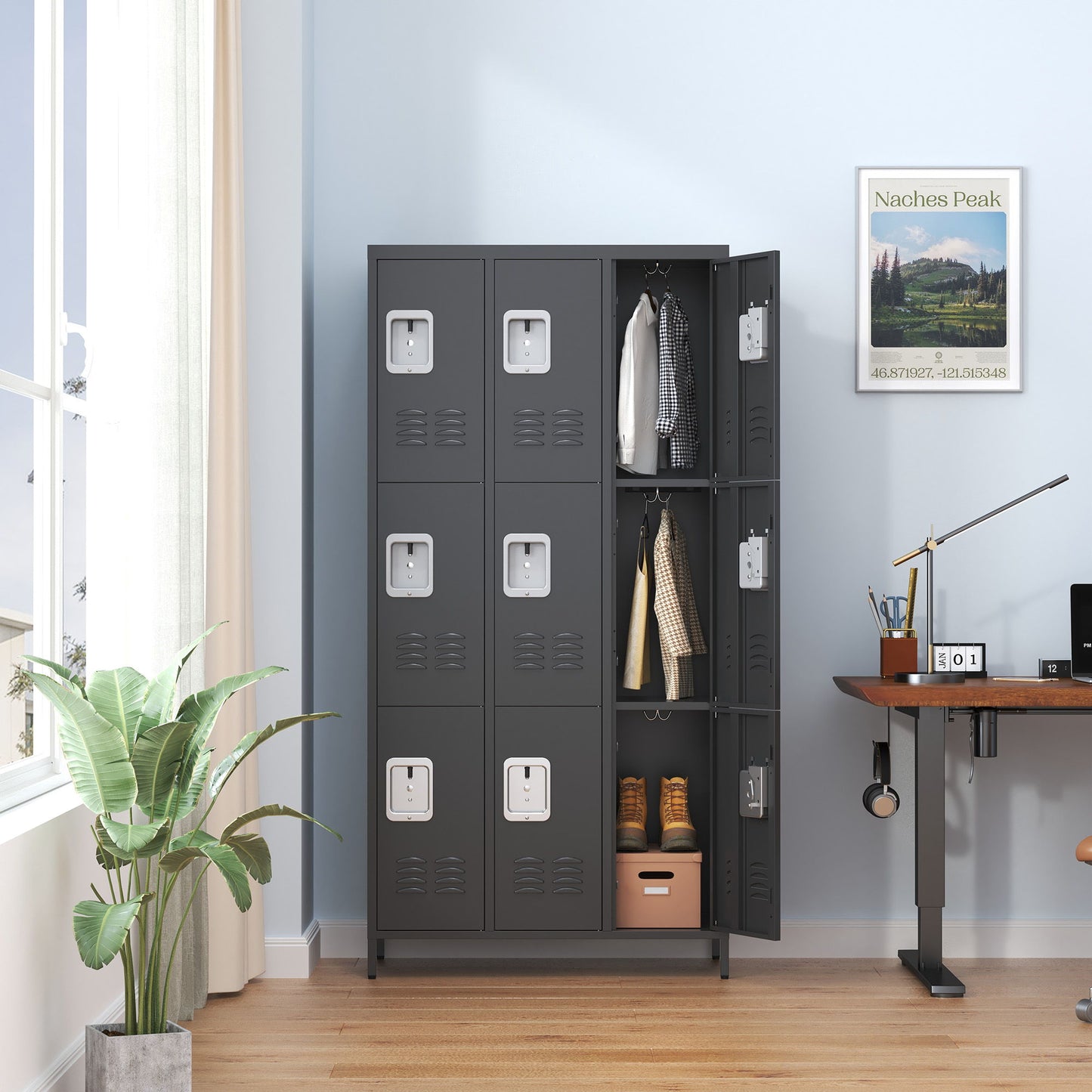 9 Door Lockers With Lock For Secure Storage And - Black Home Essentials