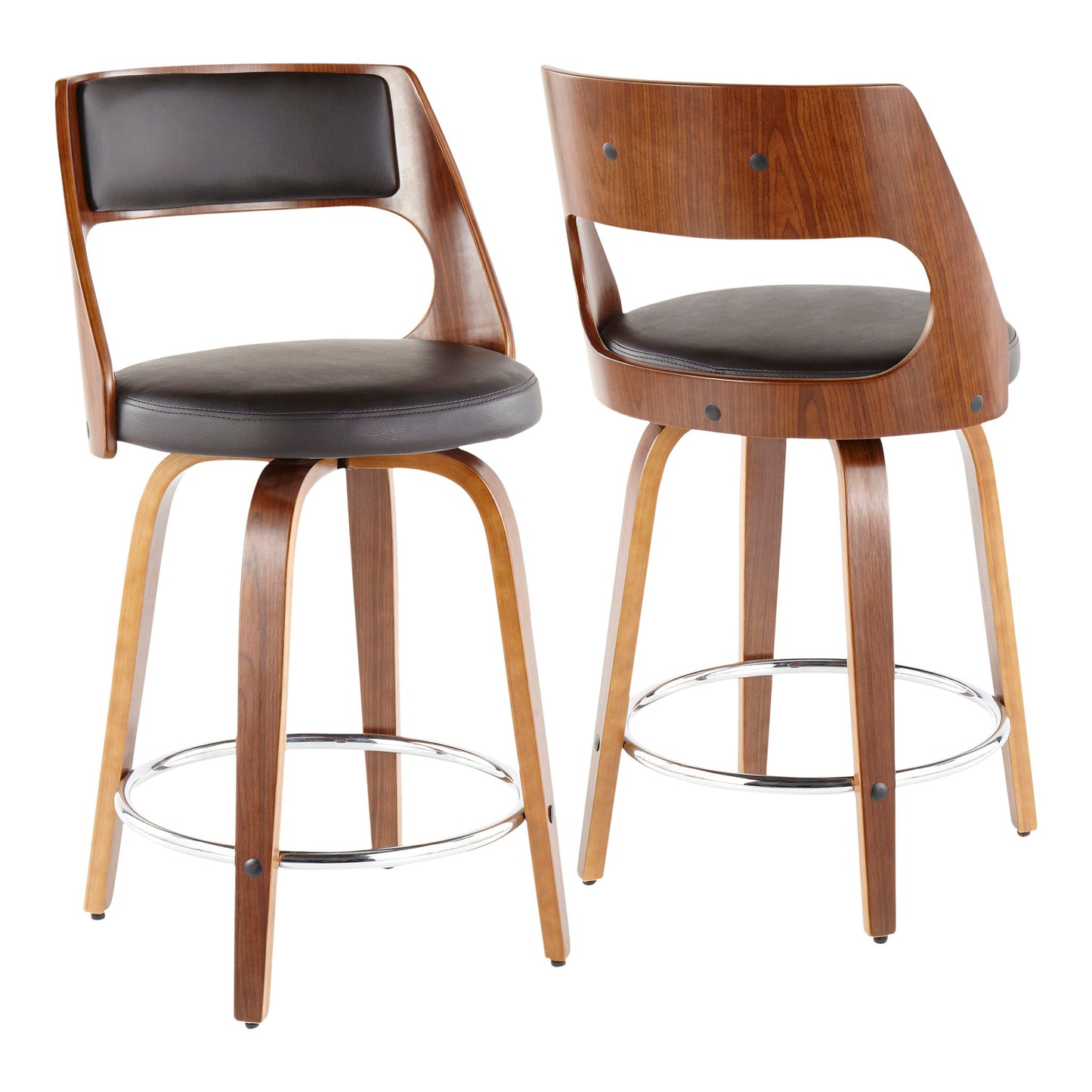 Cecina - Mid-Century Modern Fixed Height Counter Stool With Swivel And Round Footrest (Set of 2) Lumi Source