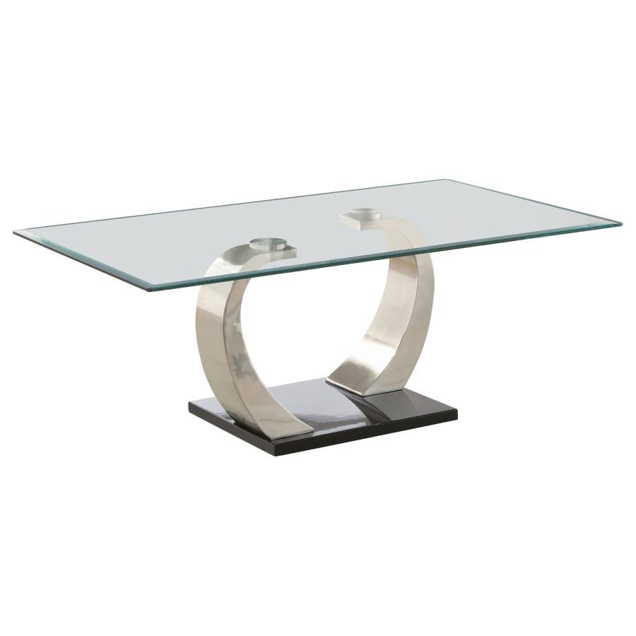 Pruitt - Glass Top Metal Base Table CoasterEssence