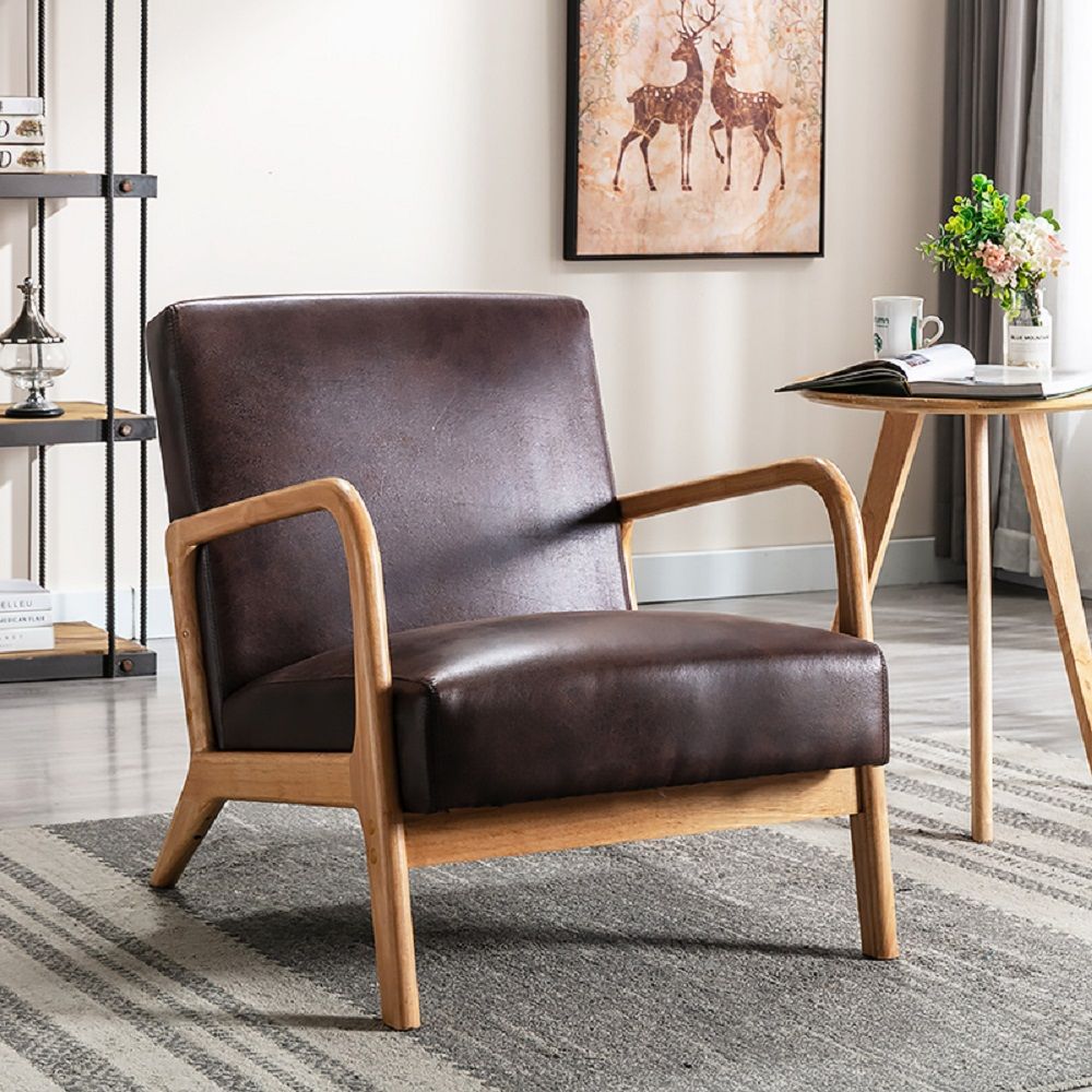 Open Framed Armchair With Cushioning Brown - Dark Brown US Pride