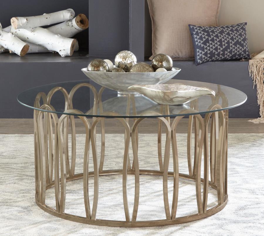 Monett - Round Glass Top Table CoasterEssence