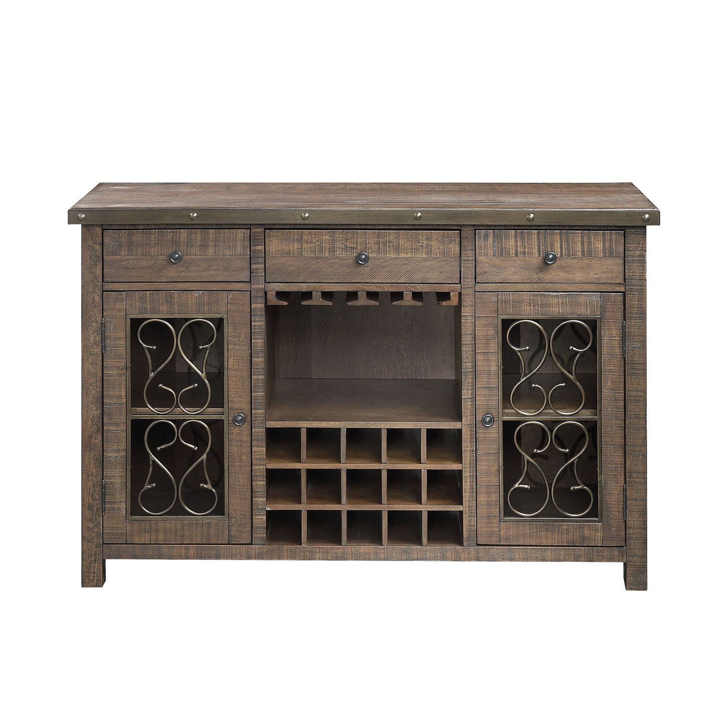 Raphaela - Server With Cup Holder & Wine Rack - Cherry Acme