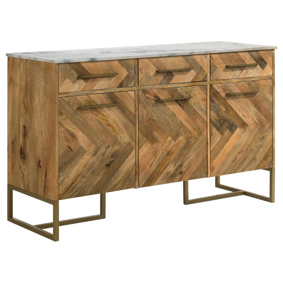 Keaton - Marble Top Herringbone Accent Cabinet CoasterElevations