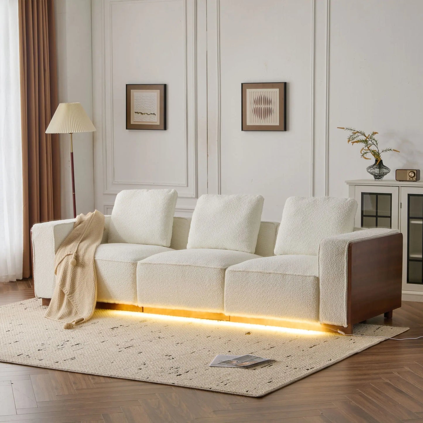 Chita - Sectional Sofa 3 Seater With Light Strip - Beige Noble House
