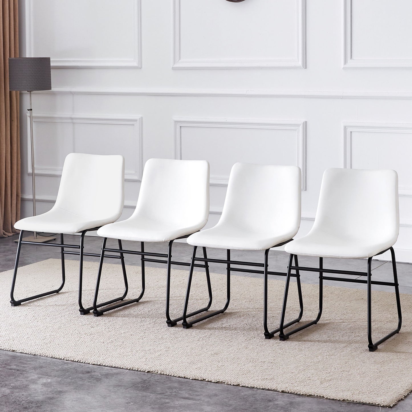 (Set of 4) Classic Chairs, A Stylish Seat Perfect For Modern Minimalist And Industrial Style Environments - White Home Essentials