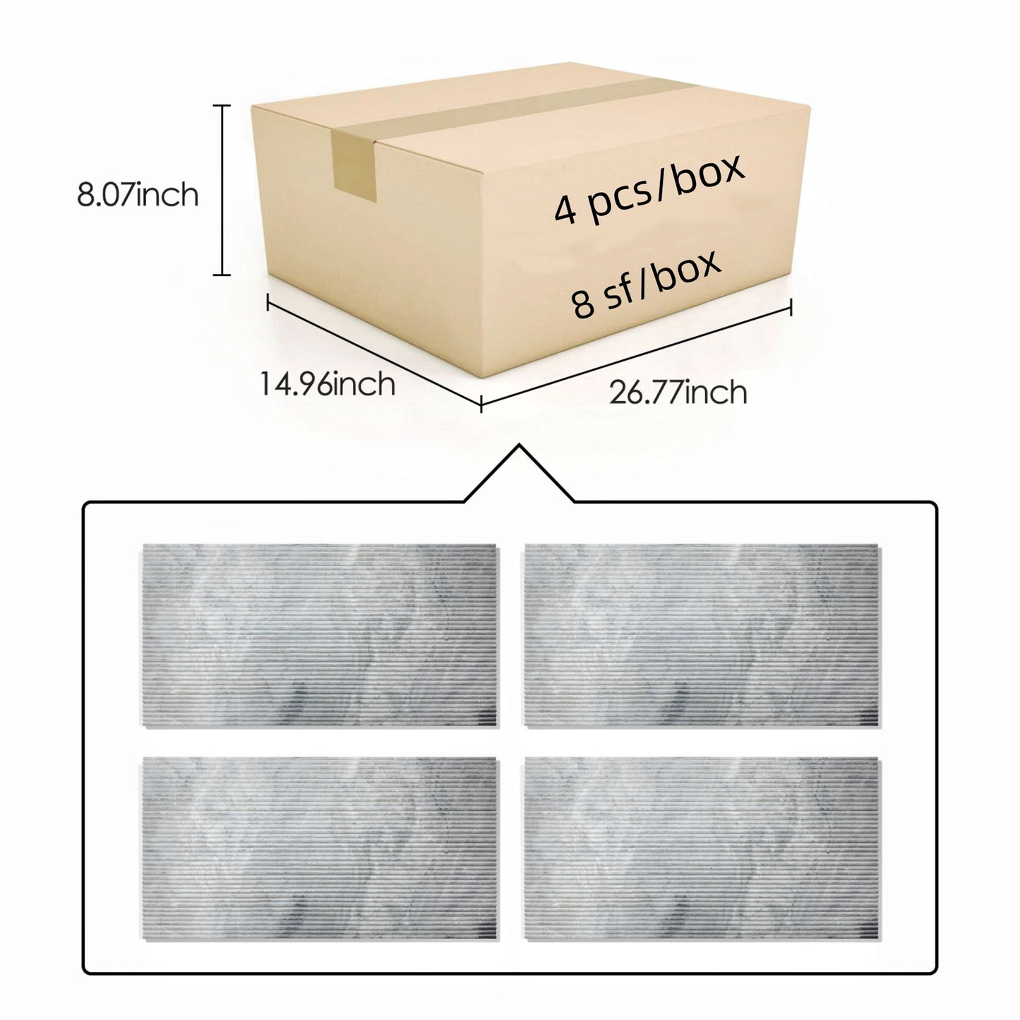 Textured Finished, 3D Tiles For Wall Decoration (Set of 4) Daily Nest