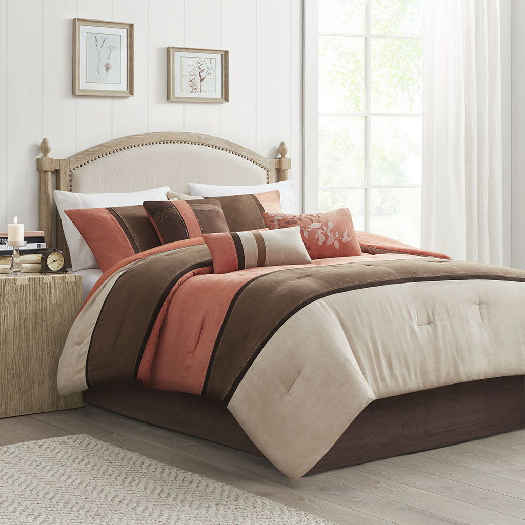 Palisades - King 7 Piece Comforter Set - Coral Madison Park