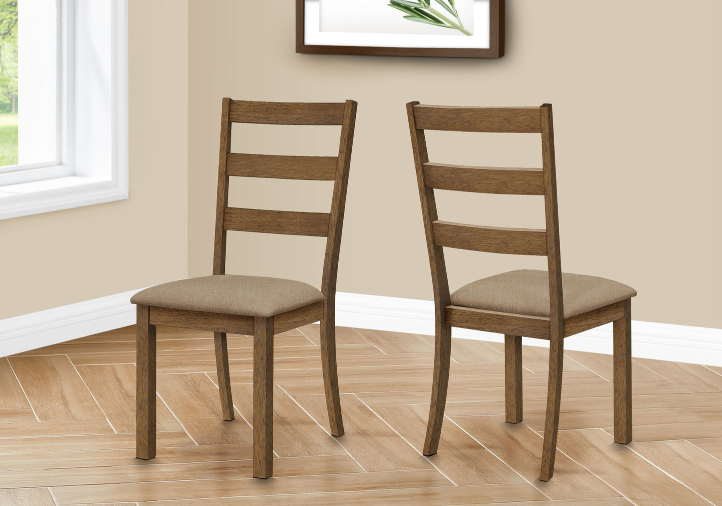 Dining Chair, Side, Upholstered For Dining Room, Transitional (Set of 2) - Beige 8th Street