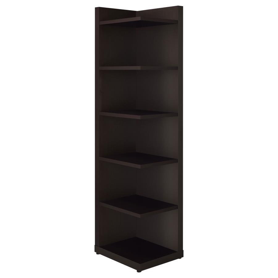 Alder - 6-Shelf Corner Bookcase - Cappuccino CoasterEveryday