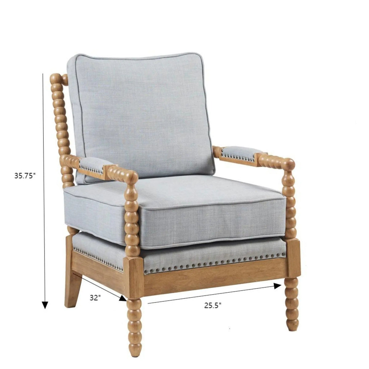 Arm Chair With Open Back Spindle Design, Padded Armrests JLA
