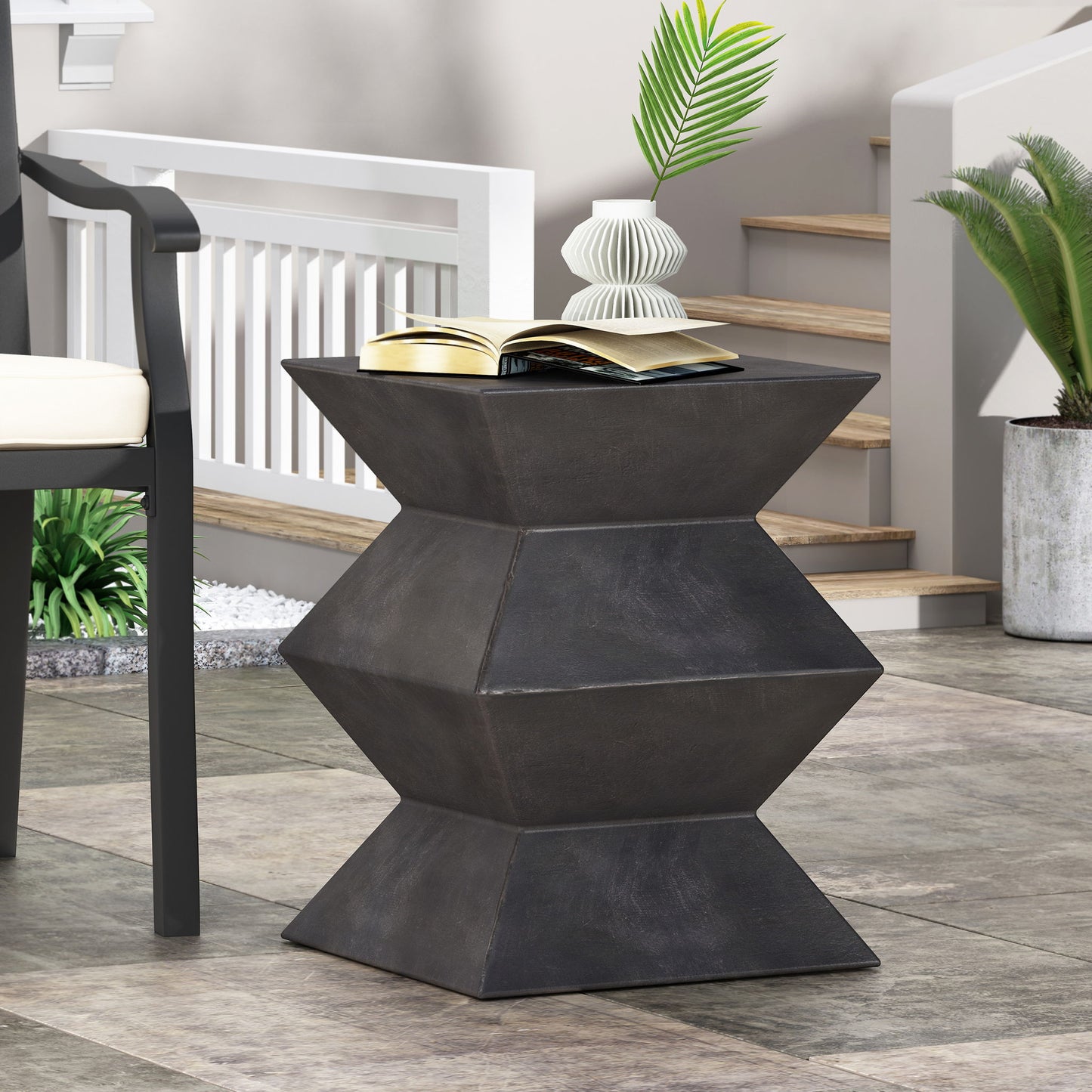 Outdoor Lightweight, Concrete Side Table - Copper Noble House