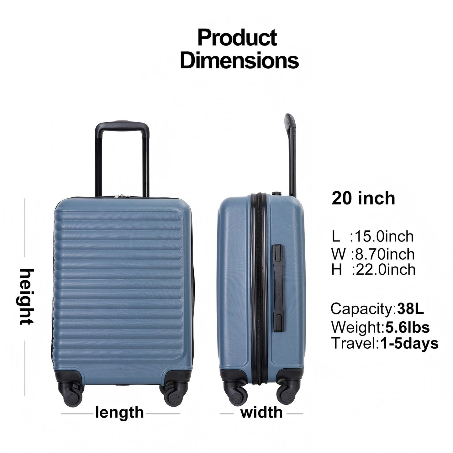 20" Carry On Luggage Lightweight Suitcase, Spinner Wheels Daily Nest
