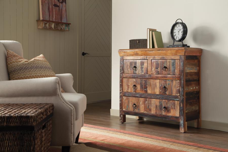 Harper - 4-Drawer Solid Reclaimed Wood Accent Cabinet - Brown CoasterElevations