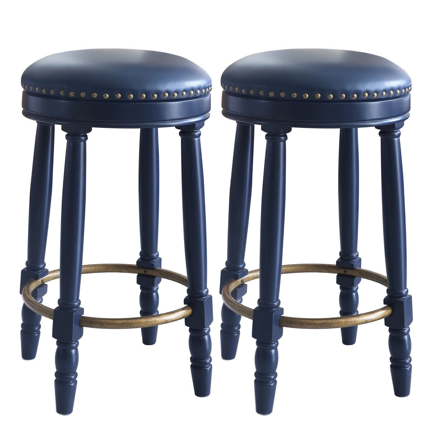 360° Swivel Wooden Barstools With Upholstered Seat, Counter Height (Set of 2) Home Essentials