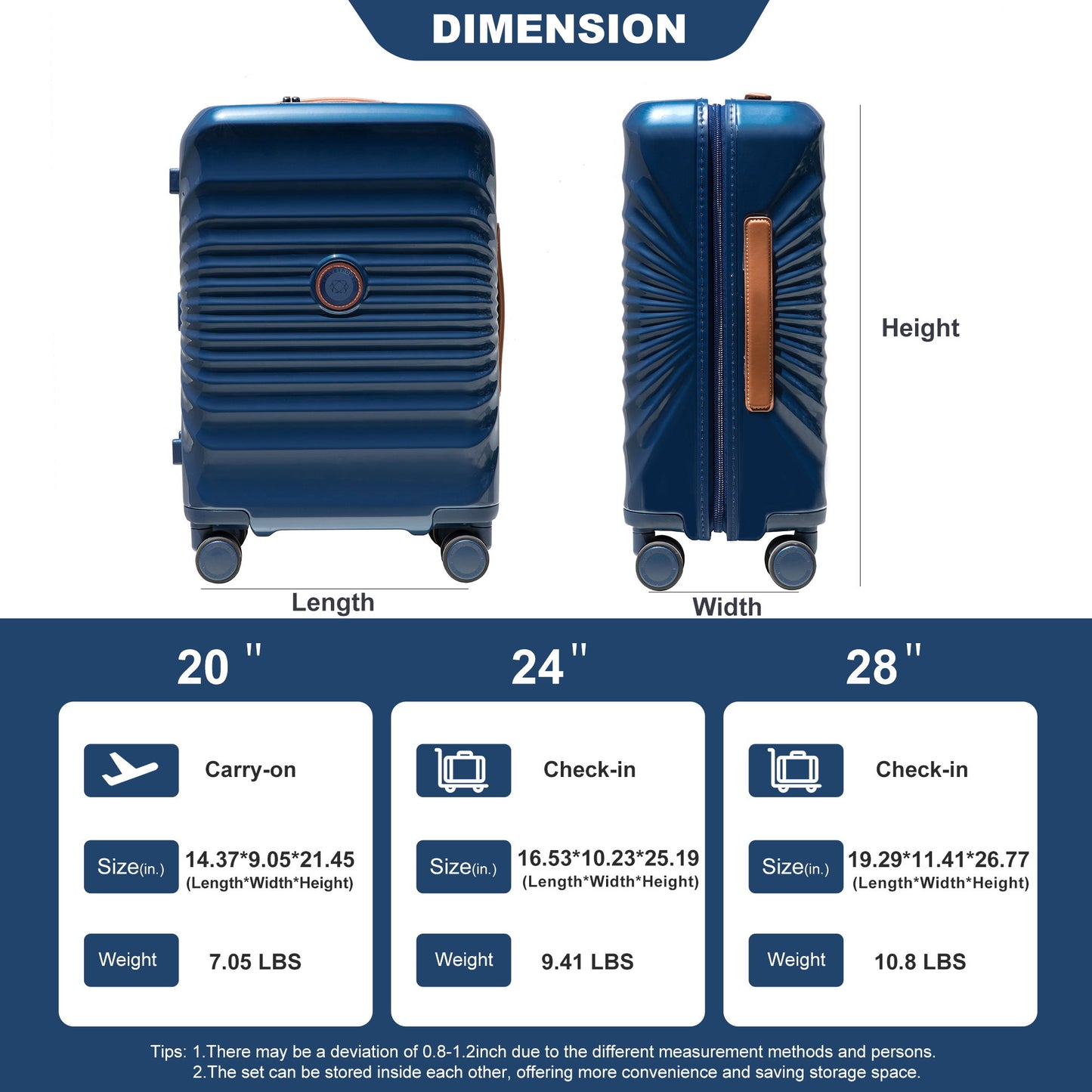20" Carry On Luggage Lightweight Suitcase Tsa Lock, USB Port, Spinner Wheels Daily Nest