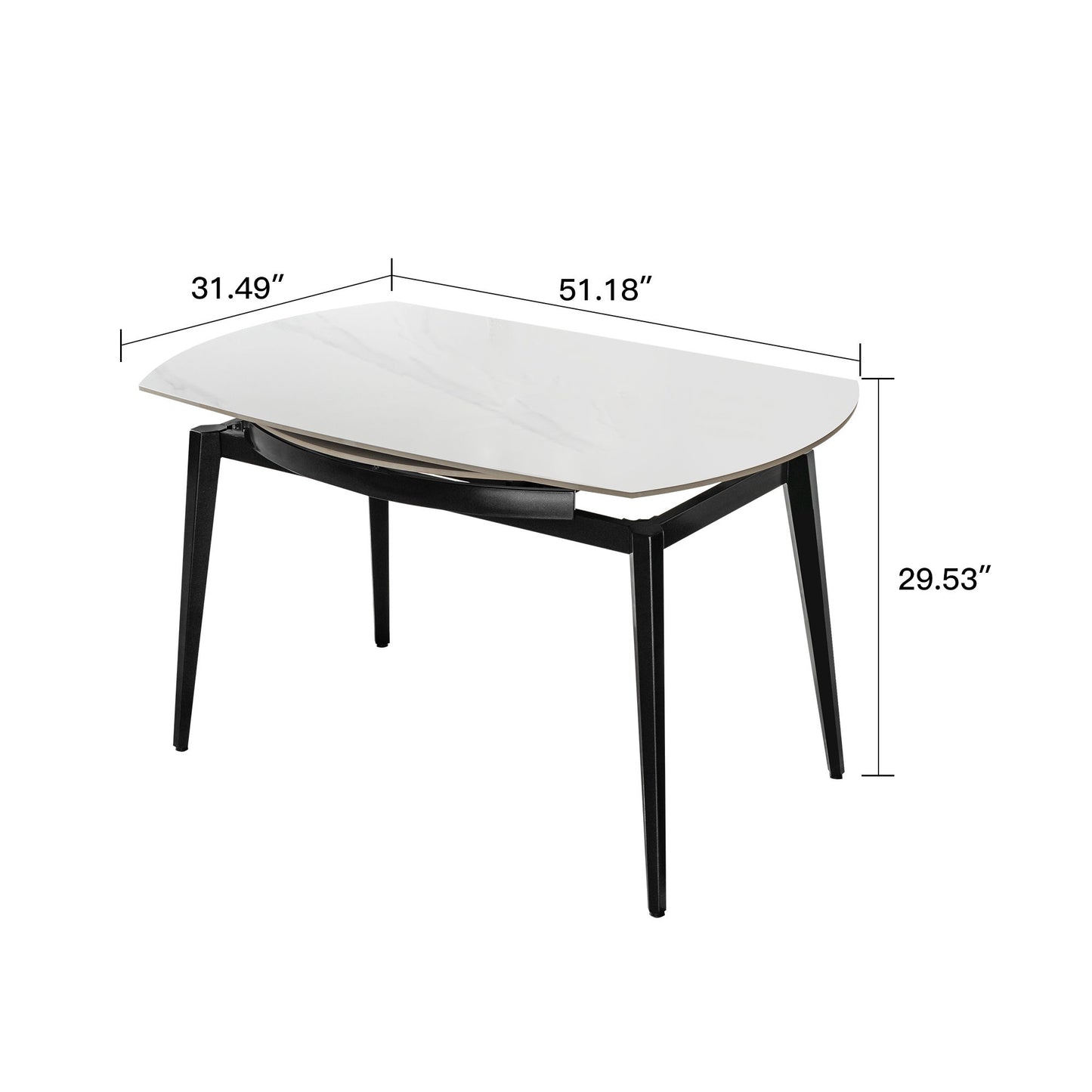Modern Extendable Round Dining Table With Sintered Stone Top - White / Black Home Essentials