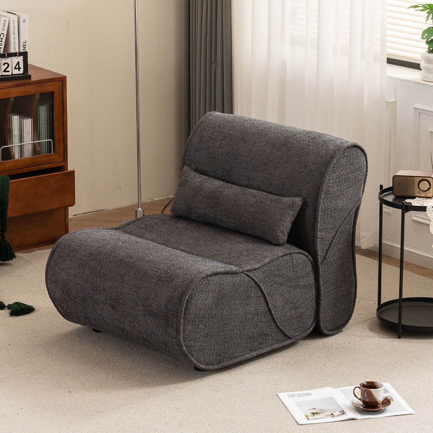 Soft Pellet Velvet Recliner, Comfortable Lounge Chair With Waist Pack Padding, Modern Design, Ideal For Living Room Home Essentials