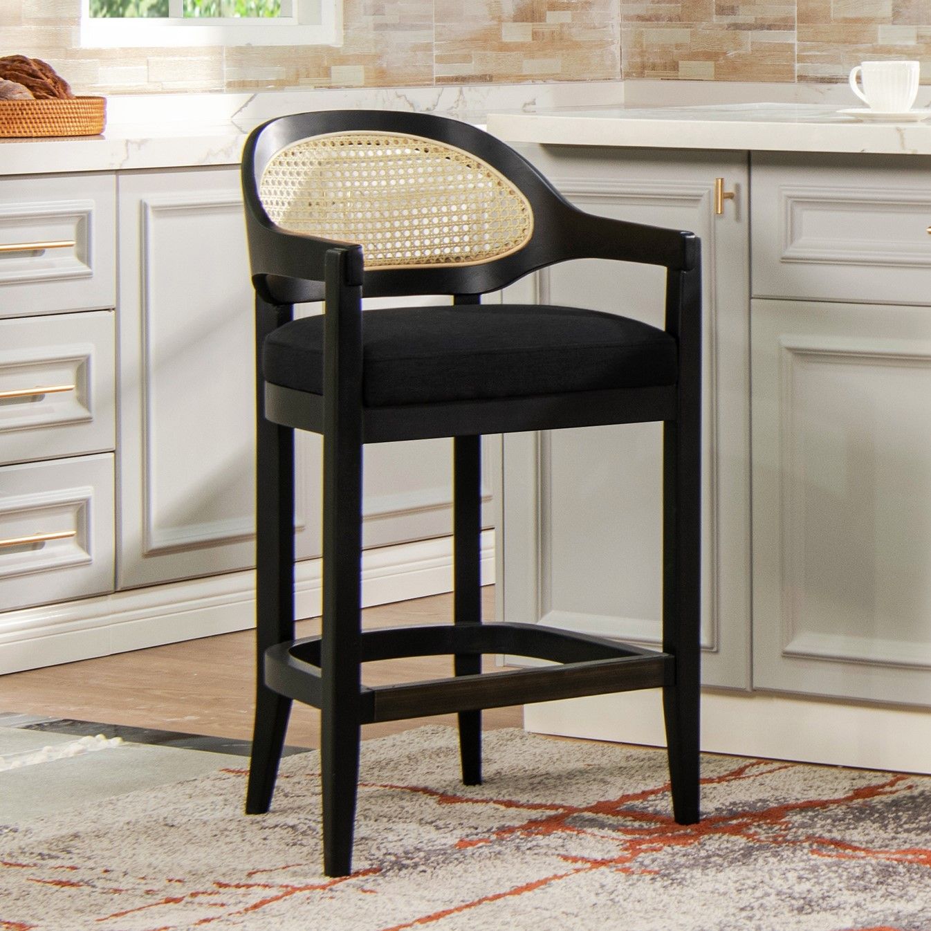 Americana - Mid-Century Modern Cane Back Counter Stool Jennifer Taylor Home
