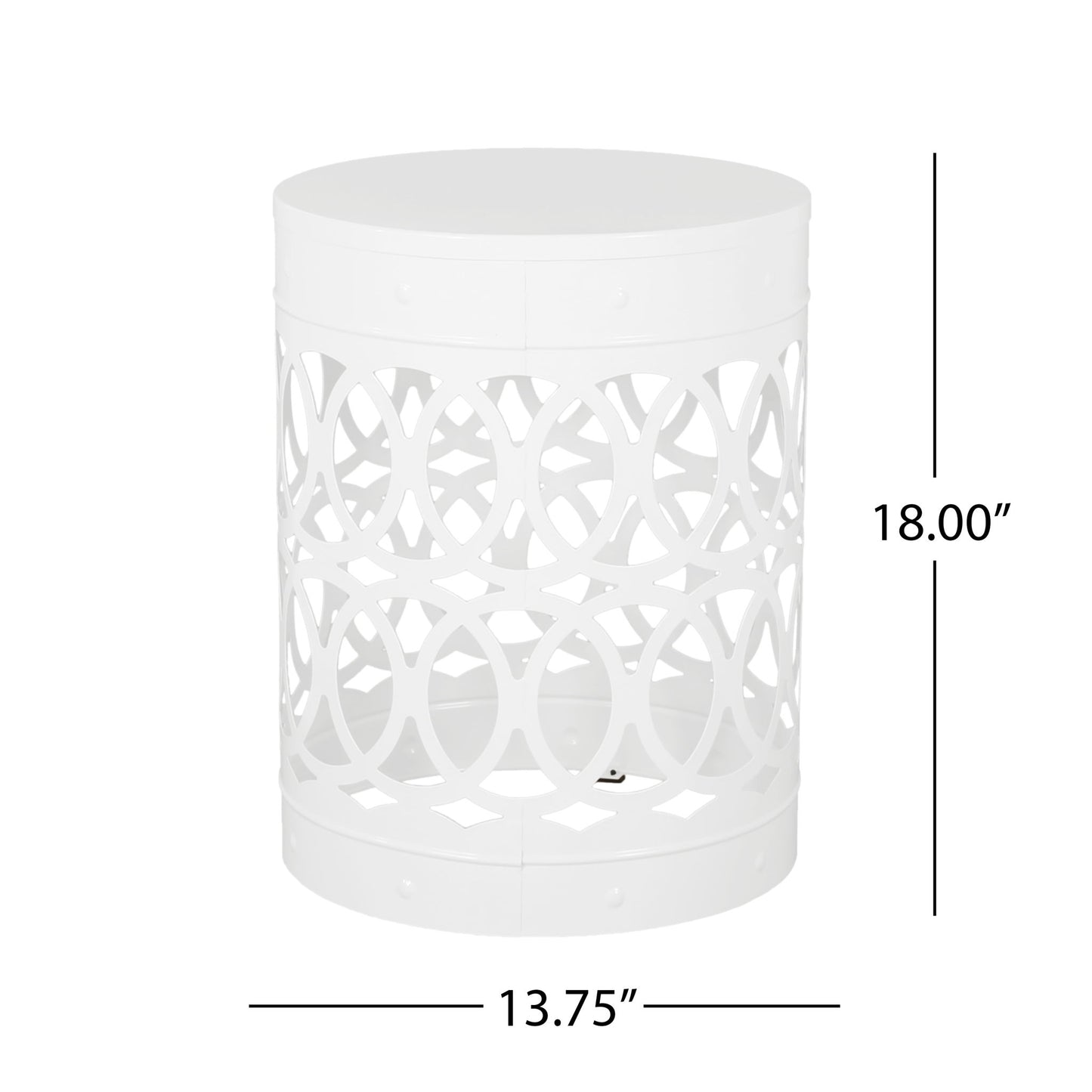 Outdoor Metal Large End Table, Modern Design Noble House
