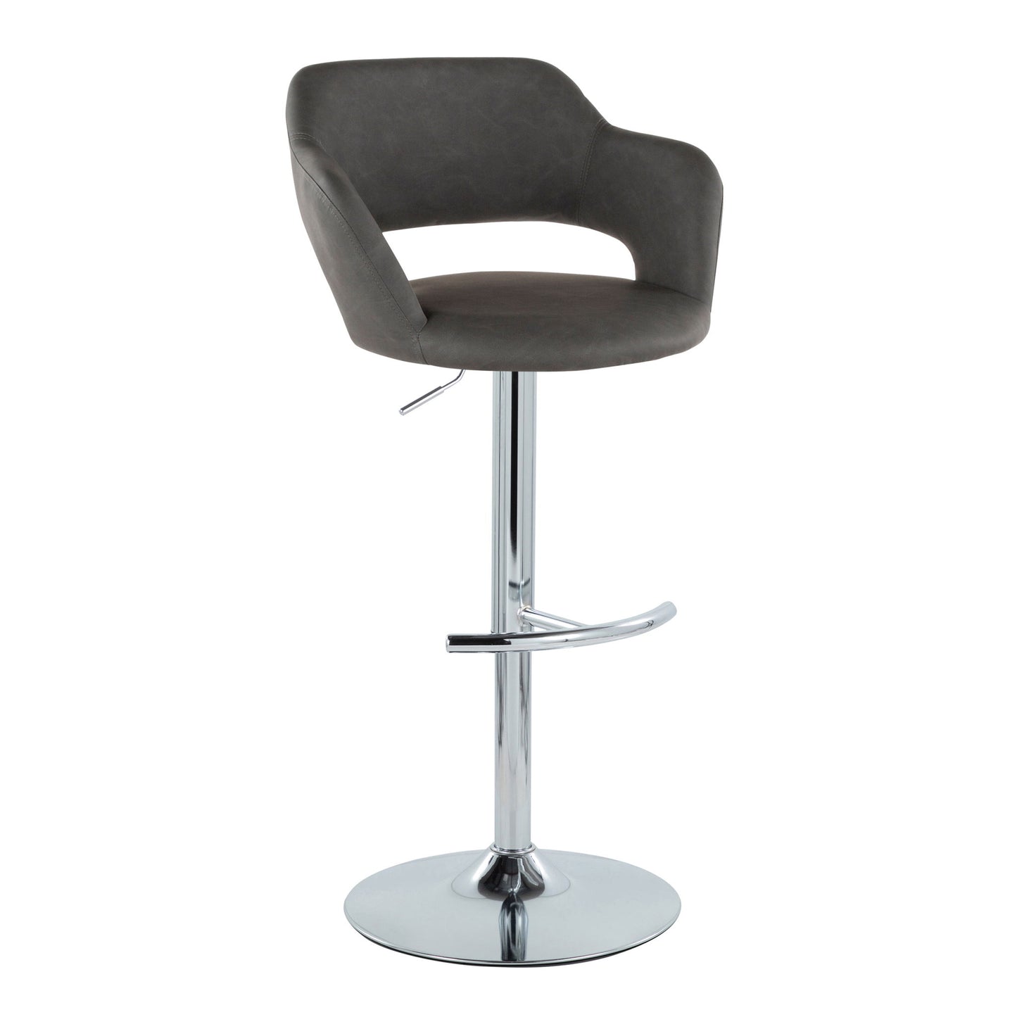Margarite - Contemporary Ajustable Barstool With Swivel With Rounded T Footrest (Set of 2) Lumi Source
