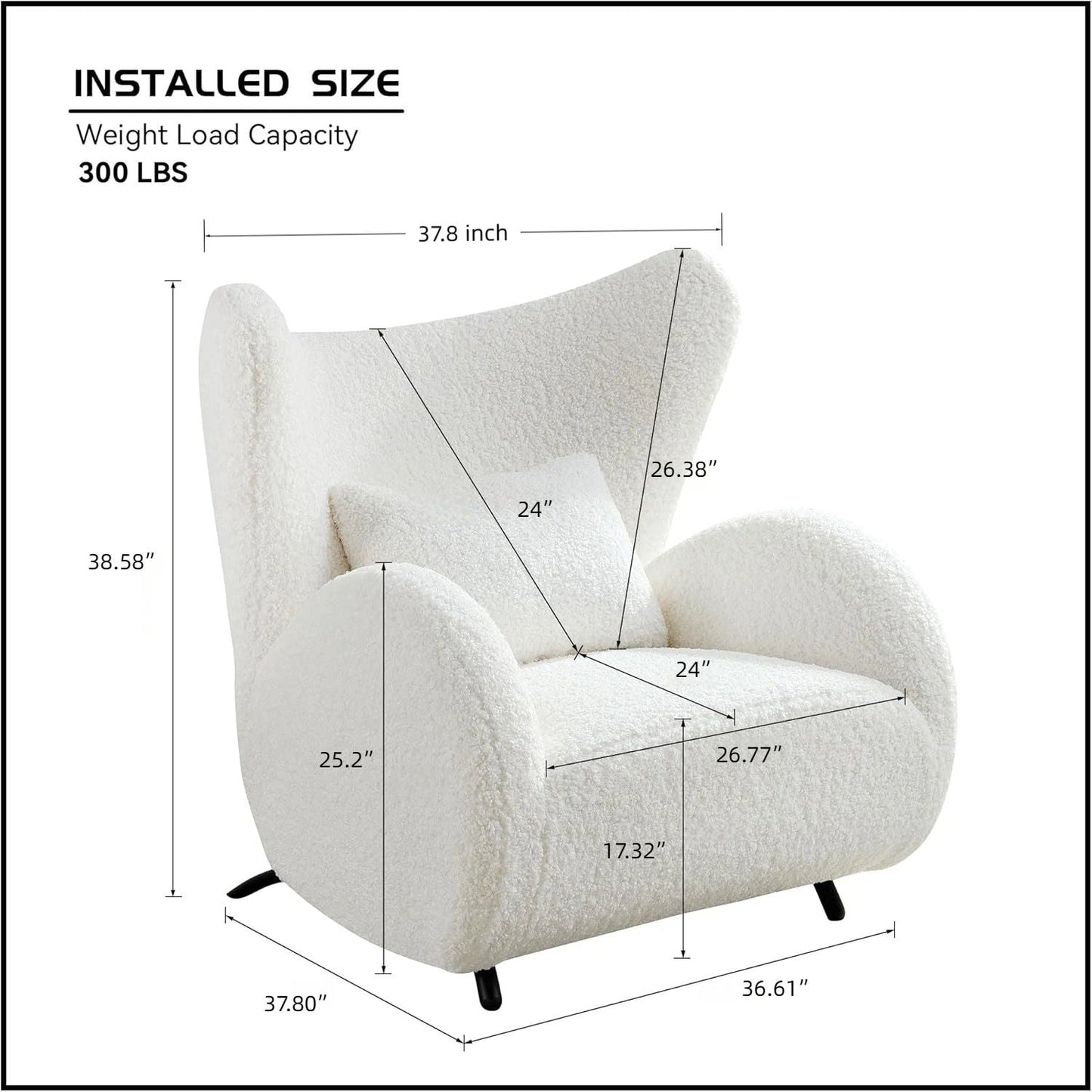 Wingback Armchair & Ottoman Combo For Living Room - White Home Essentials
