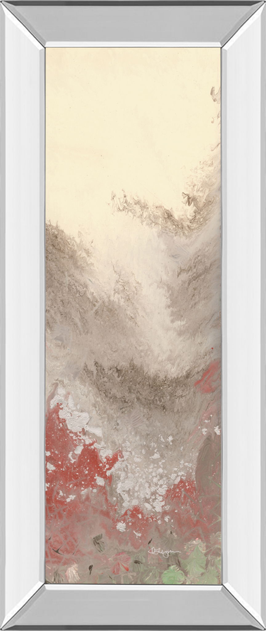 Sang Froid Il By Dlynn Roll - Mirror Framed Print Wall Art - Beige Classy Art