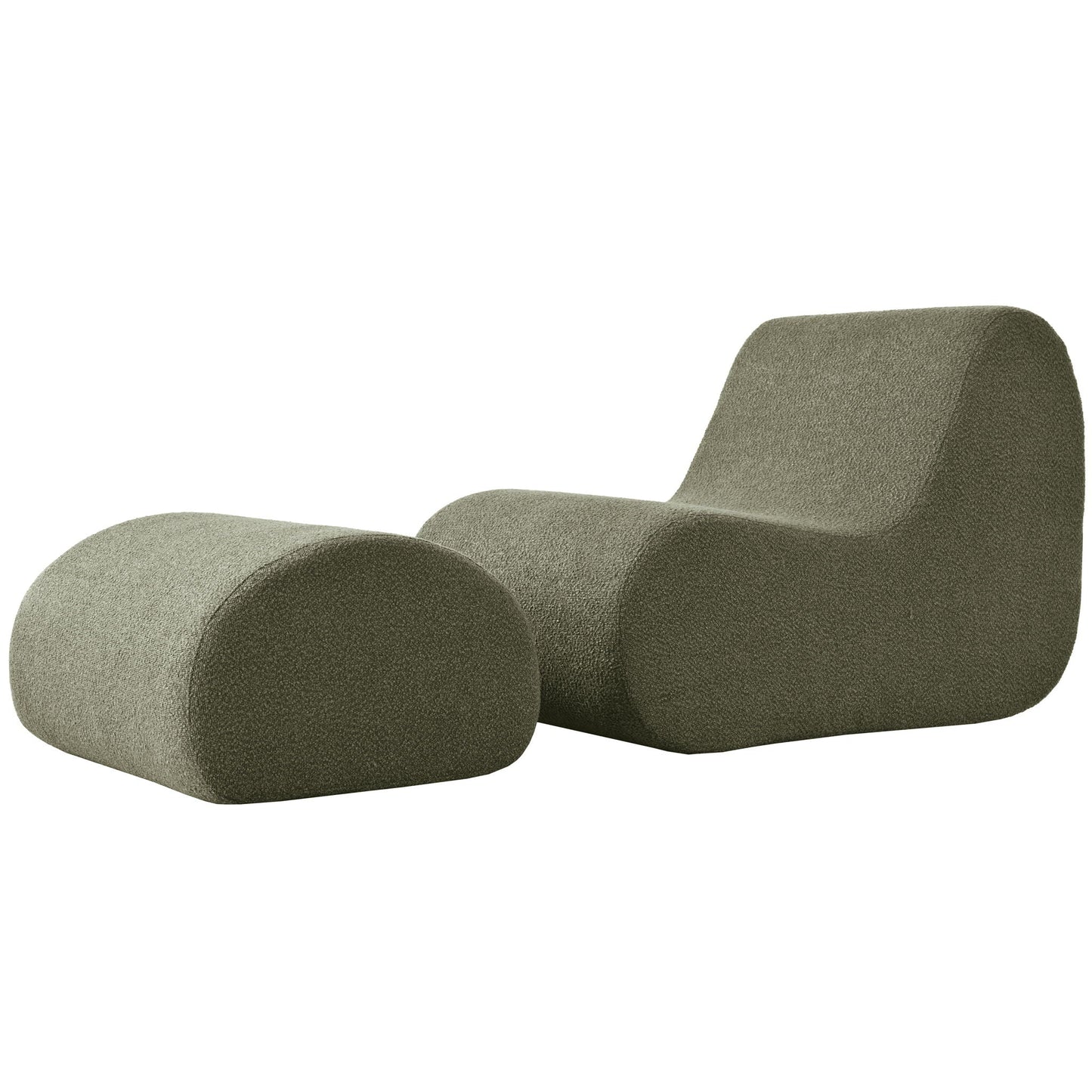 Curved Lounge Chair With Ottoman And High Resilience Foam Noble House