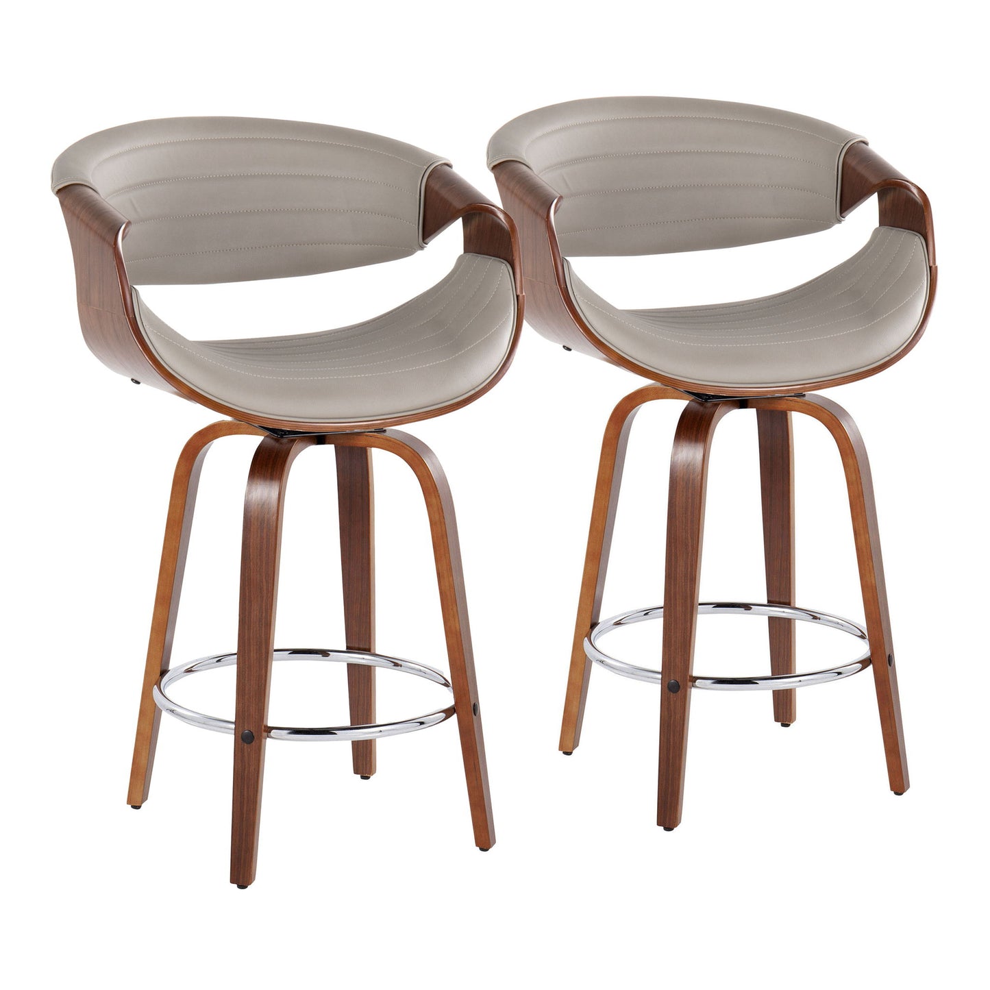 Symphony - Mid Century Modern Fixed Height Counter Stool & Swivel With Round Footrest (Set of 2) Lumi Source