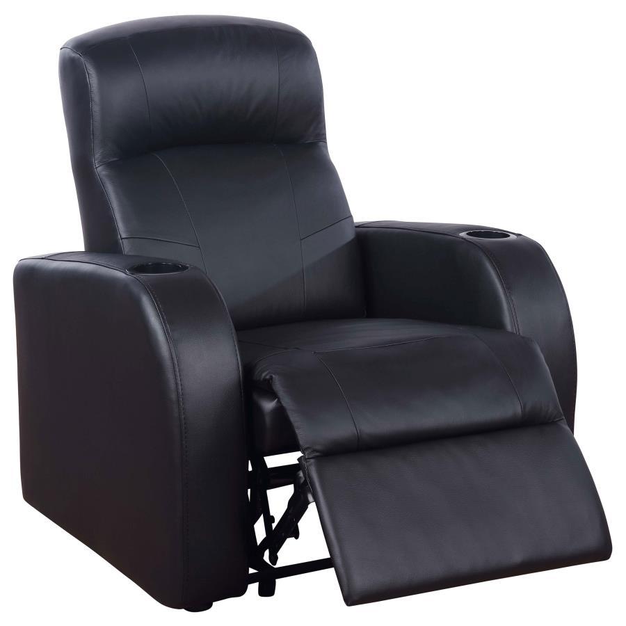 Cyrus - Upholstered Track Arm Recliner - Black CoasterEssence