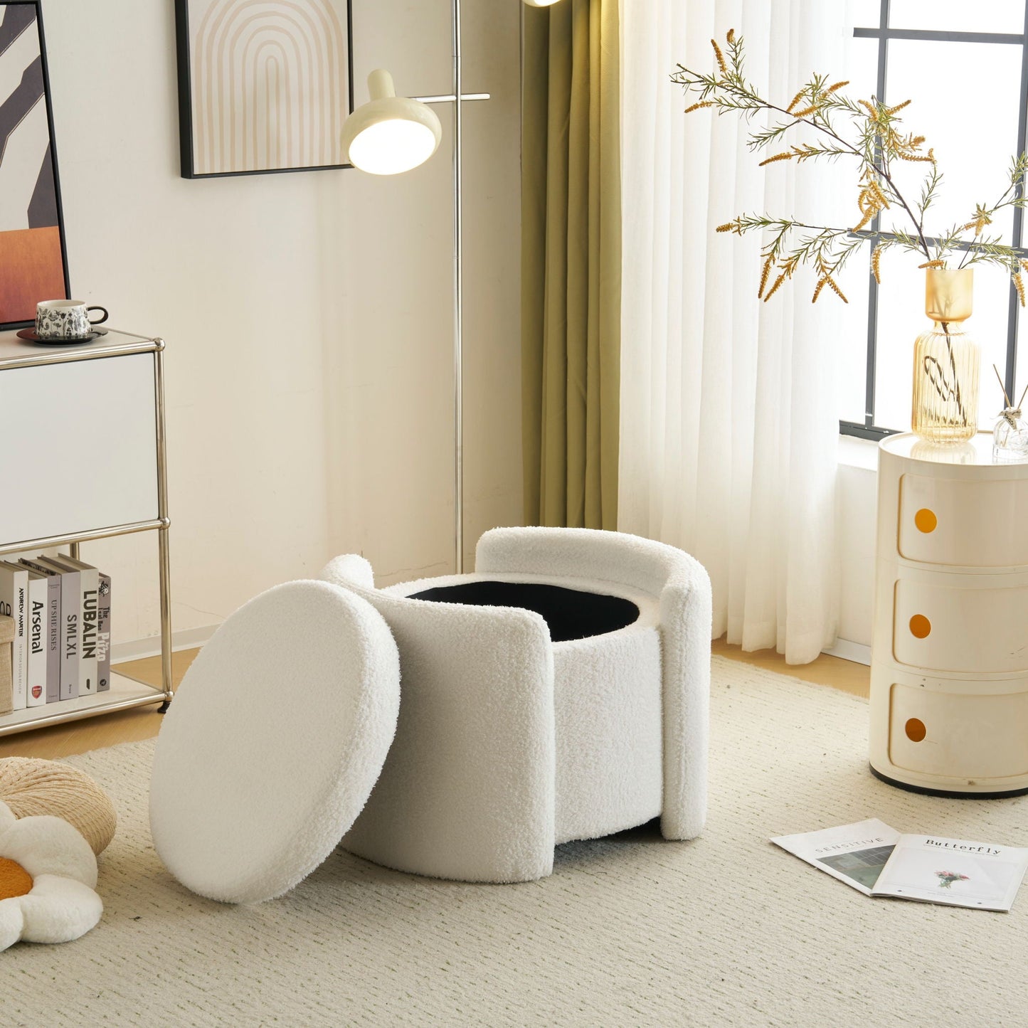 Cozy Boucle Storage Ottoman, Stylish Comfort With Hidden Storage Noble House