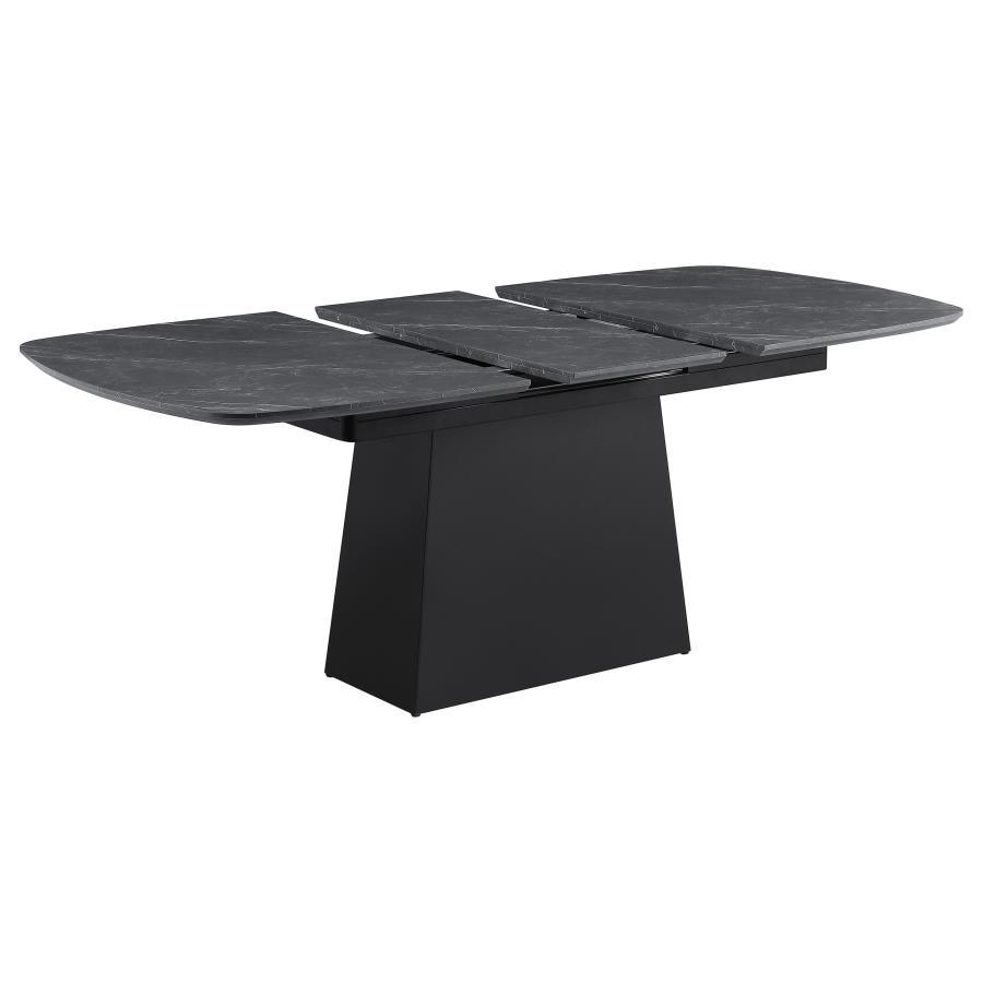 Potero - Faux Marble Extension Leaf Dining Table - Black Coaster Fine Furniture