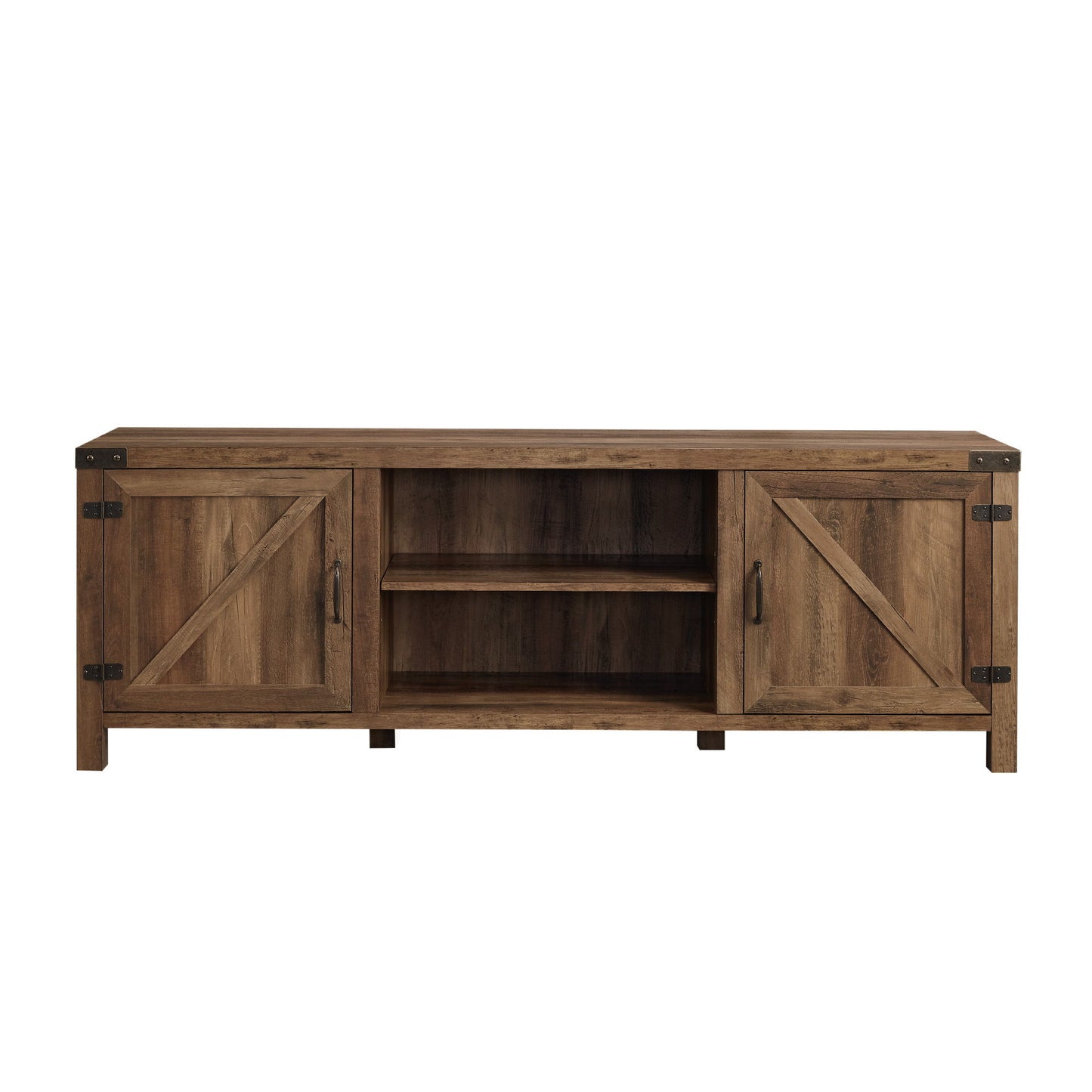 Rustic Farmhouse Double Barn Door 70" TV Stand For 80" TVs With Center Shelves Walker Edison