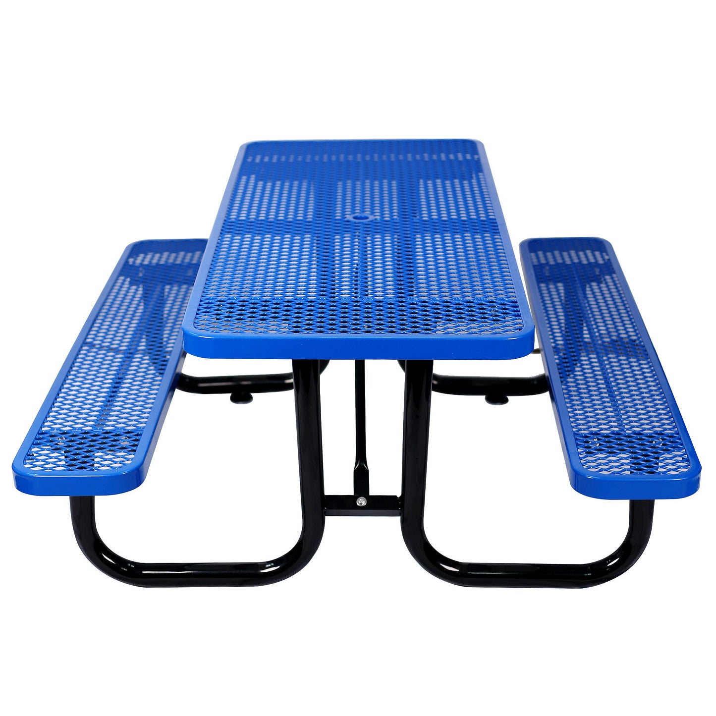 Rectangular Outdoor Steel Picnic Table With Umbrella Pole Home Essentials