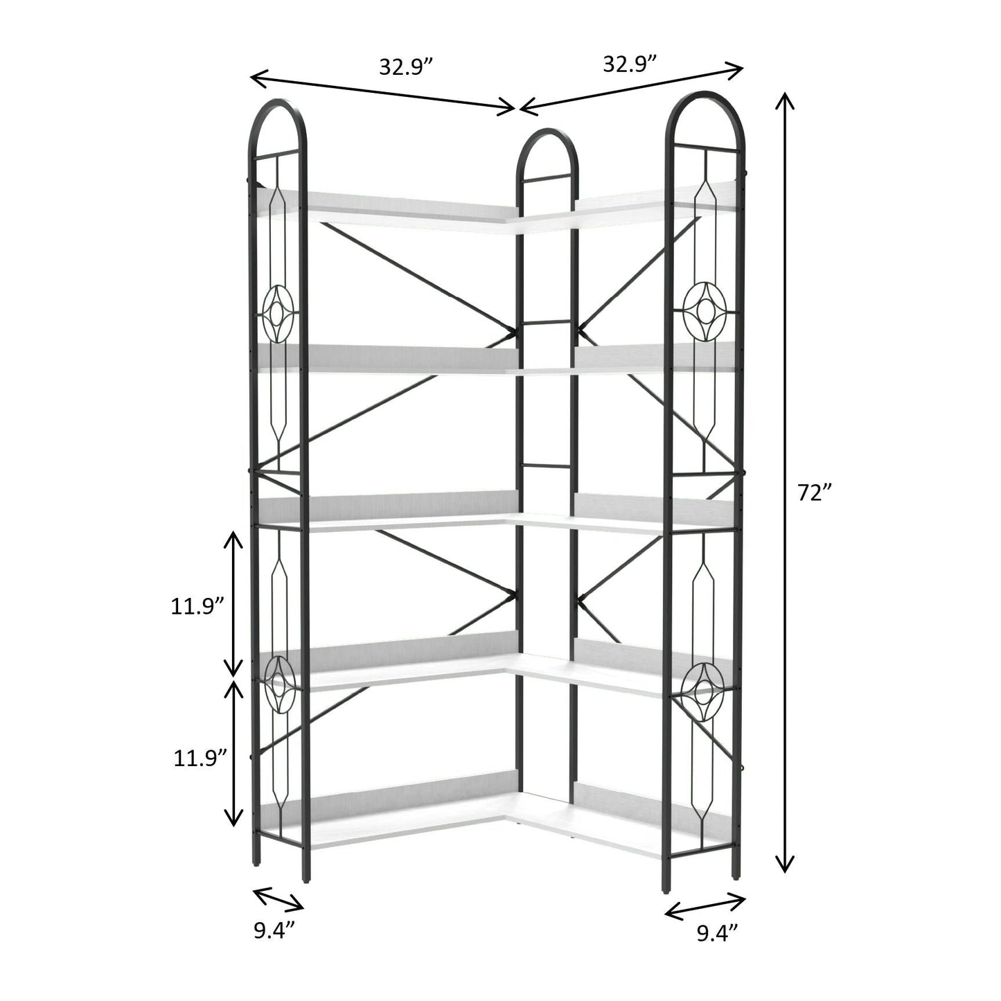 Industrial Style Corner Bookshelf With Thickened Iron Frame Home Essentials
