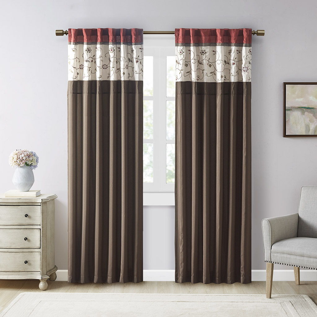 Serene - Embroidered Window Panel - Red Madison Park