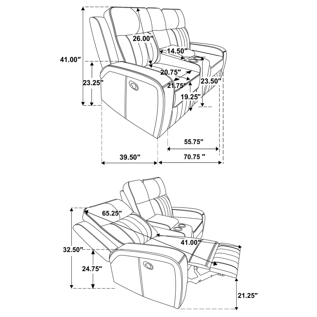 Forrest - Motion Reclining Loveseat With Console - Gray Furniture Max