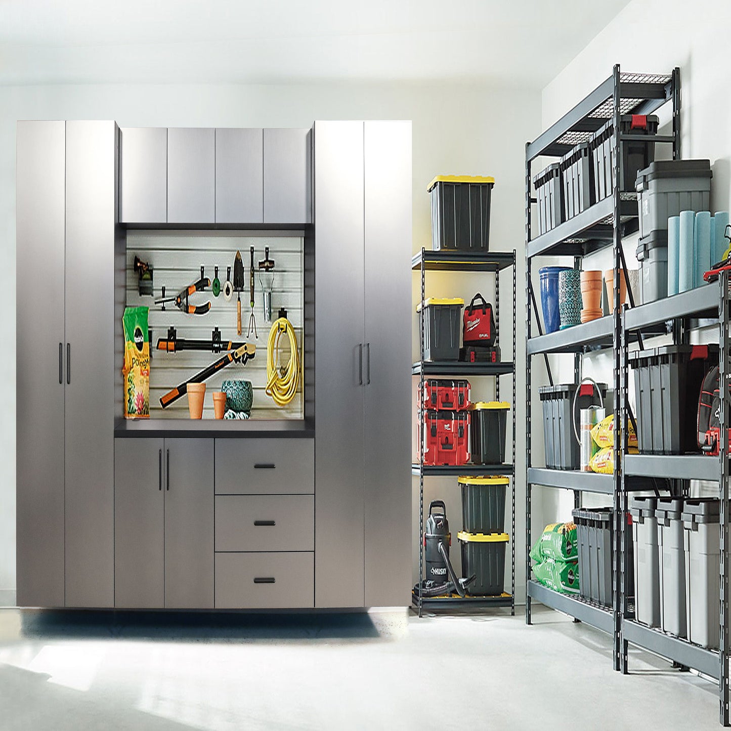 Astro Series - Garage Cabinet Set A With Soft Closing Drawers - Metallic Gray Daily Nest
